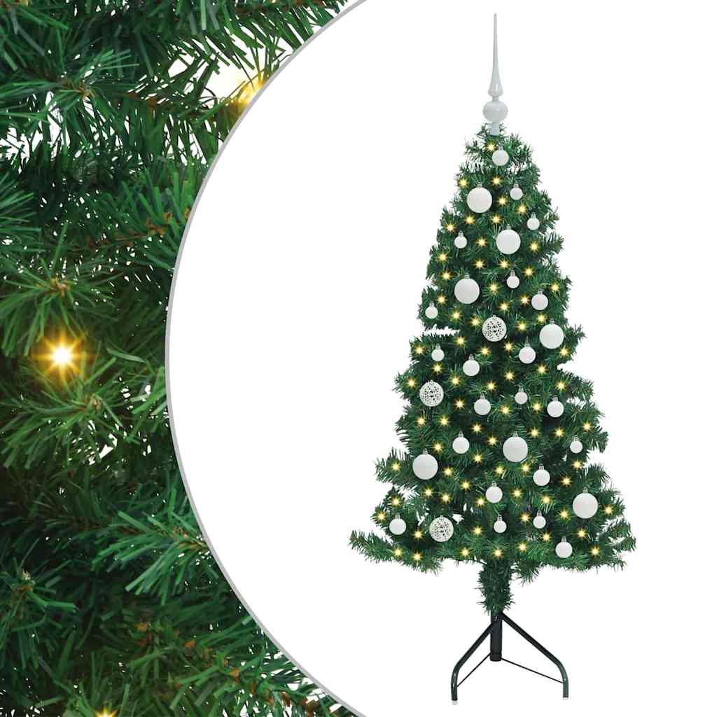 Albero di Natale Artificiale Angolare con 150 LED Verde 120 cm