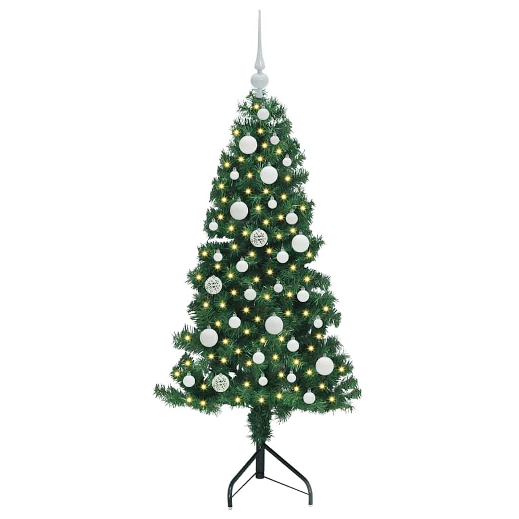 Albero di Natale Artificiale Angolare con 150 LED Verde 120 cm