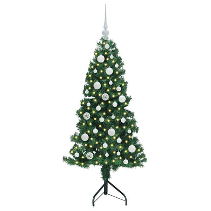 Albero di Natale Artificiale Angolare con 150 LED Verde 120 cm