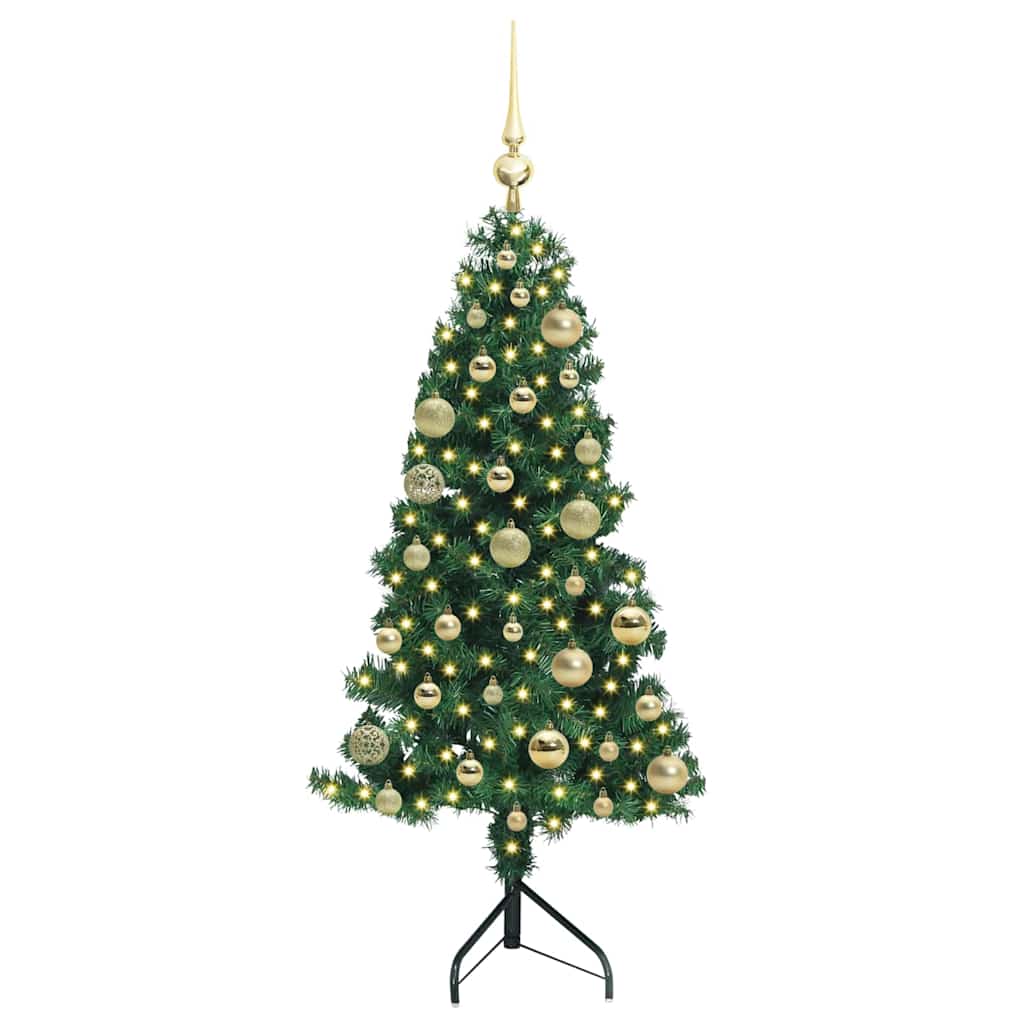 Albero di Natale Artificiale Angolare con 150 LED Verde 120 cm