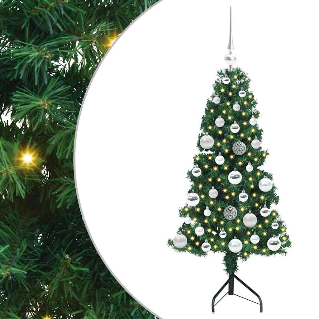 Albero di Natale Artificiale Angolare con 150 LED Verde 120 cm