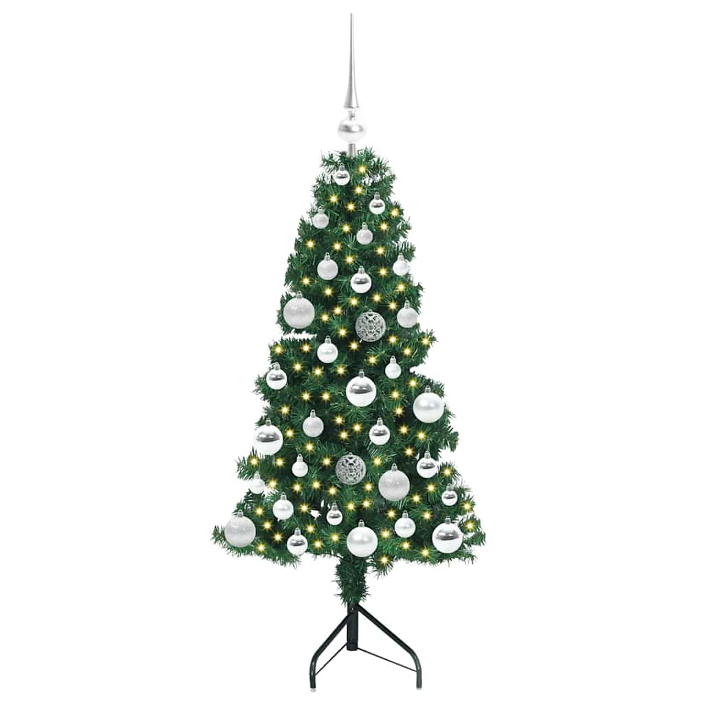 Albero di Natale Artificiale Angolare con 150 LED Verde 120 cm