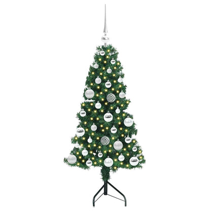 Albero di Natale Artificiale Angolare con 150 LED Verde 120 cm