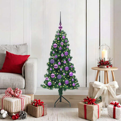 Albero di Natale Artificiale Angolare con 150 LED Verde 120 cm