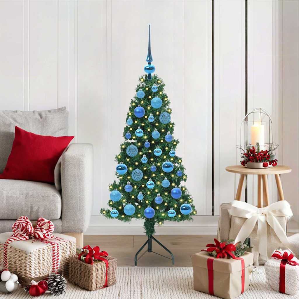 Albero di Natale Artificiale Angolare con 150 LED Verde 120 cm