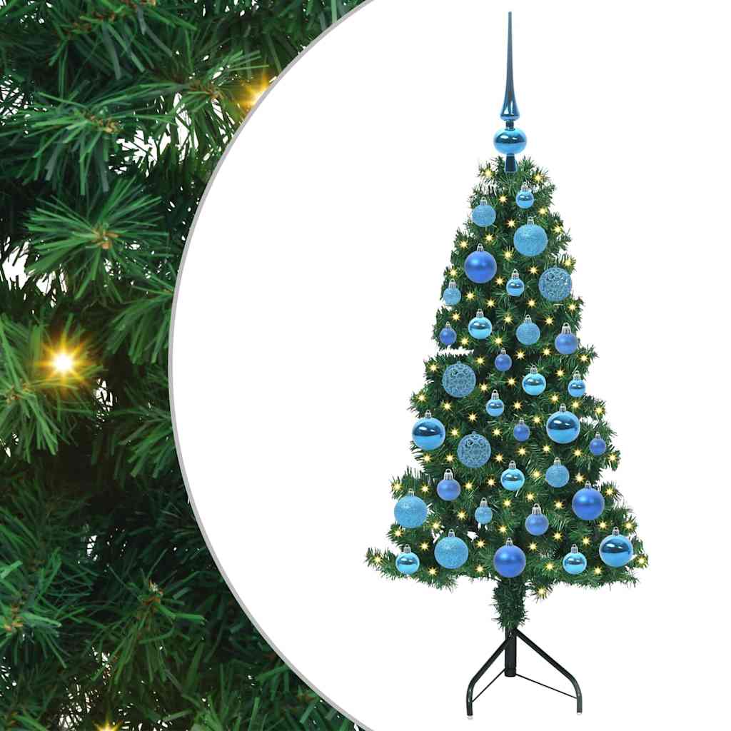Albero di Natale Artificiale Angolare con 150 LED Verde 120 cm