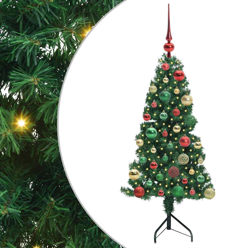 Albero di Natale Artificiale Angolare con 150 LED Verde 120 cm