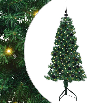Albero di Natale Artificiale Angolare con 150 LED Verde 150 cm