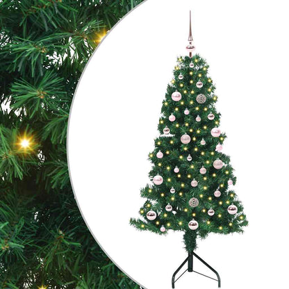 Albero di Natale Artificiale Angolare con 150 LED Verde 150 cm