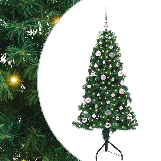 Albero di Natale Artificiale Angolare con 150 LED Verde 150 cm