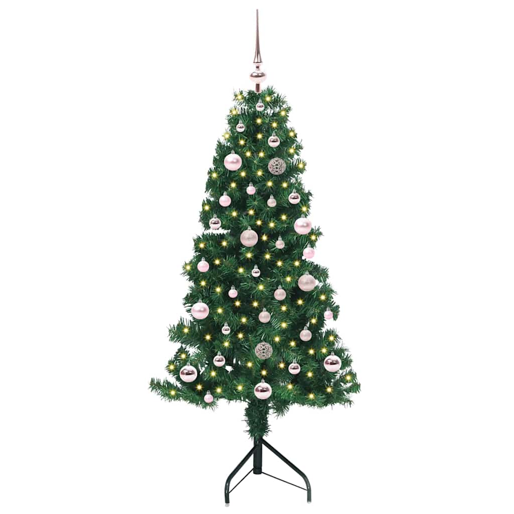 Albero di Natale Artificiale Angolare con 150 LED Verde 150 cm