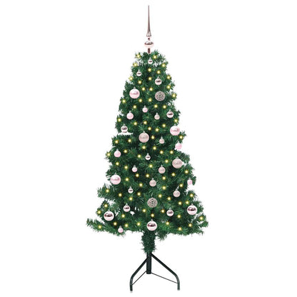 Albero di Natale Artificiale Angolare con 150 LED Verde 150 cm