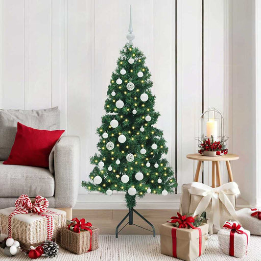 Albero di Natale Artificiale Angolare con 150 LED Verde 150 cm