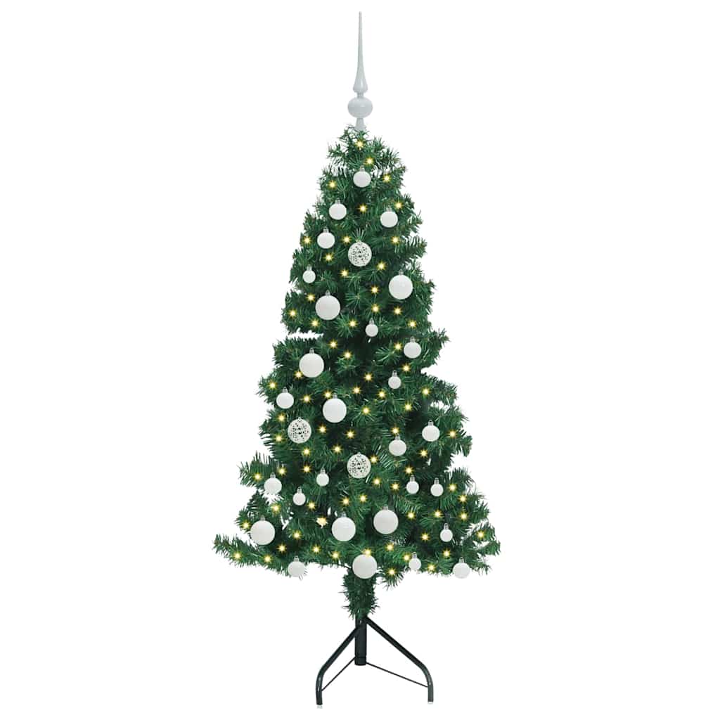Albero di Natale Artificiale Angolare con 150 LED Verde 150 cm