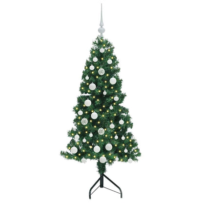 Albero di Natale Artificiale Angolare con 150 LED Verde 150 cm