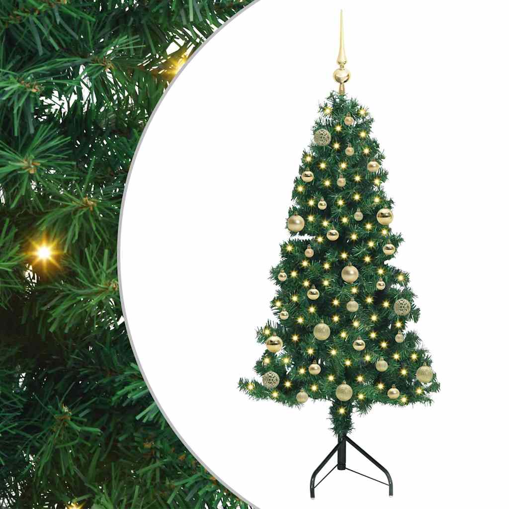 Albero di Natale Artificiale Angolare con 150 LED Verde 150 cm