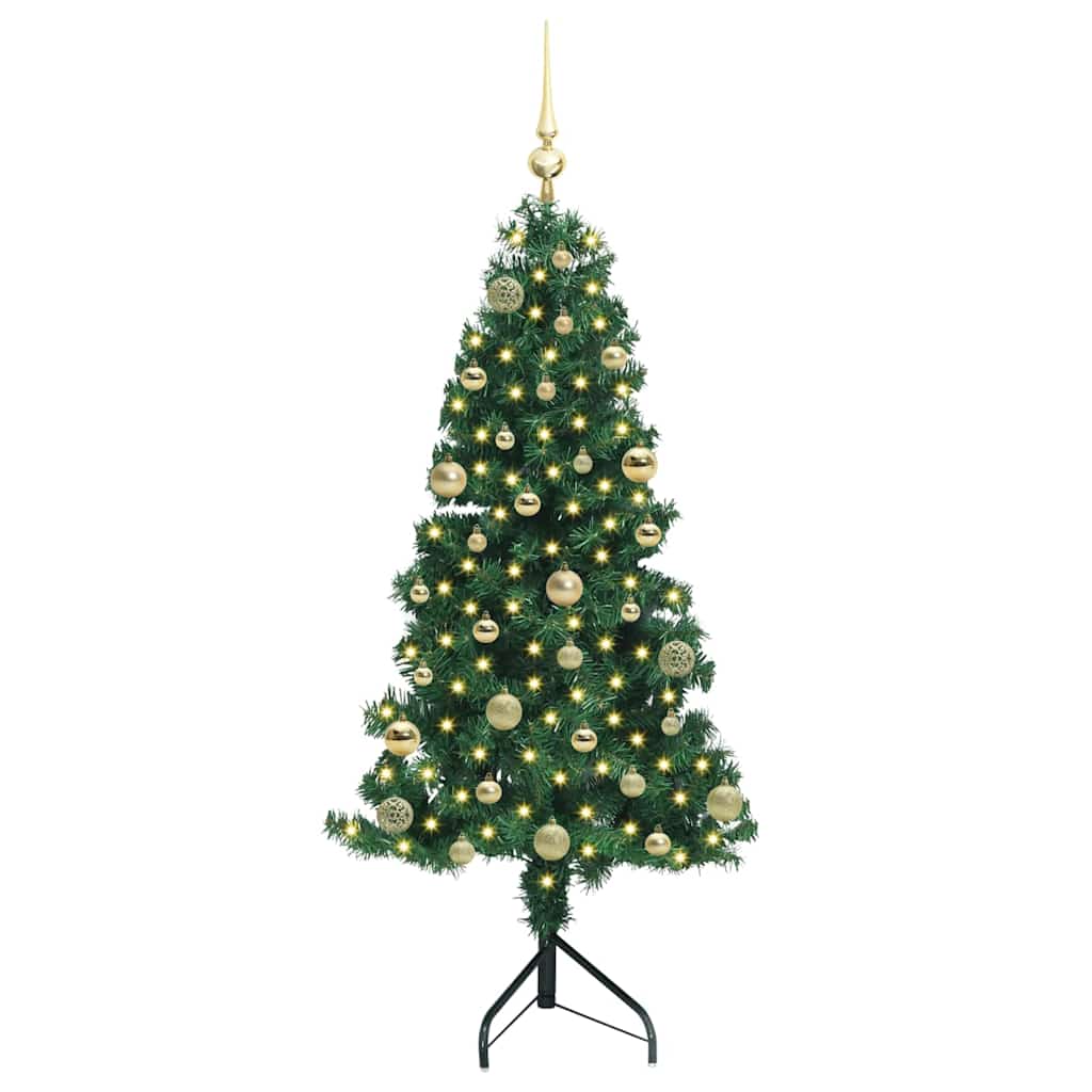 Albero di Natale Artificiale Angolare con 150 LED Verde 150 cm