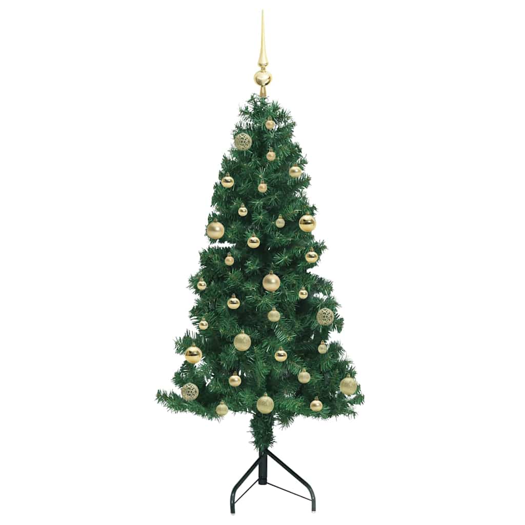 Albero di Natale Artificiale Angolare con 150 LED Verde 150 cm