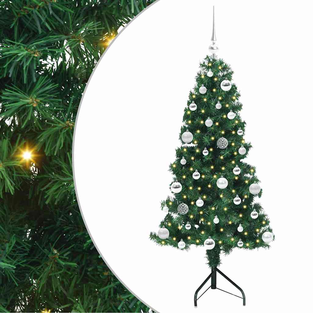 Albero di Natale Artificiale Angolare con 150 LED Verde 150 cm