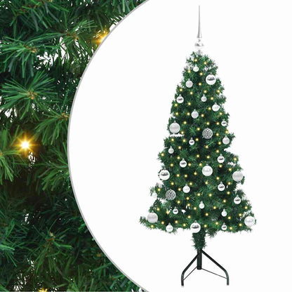 Albero di Natale Artificiale Angolare con 150 LED Verde 150 cm