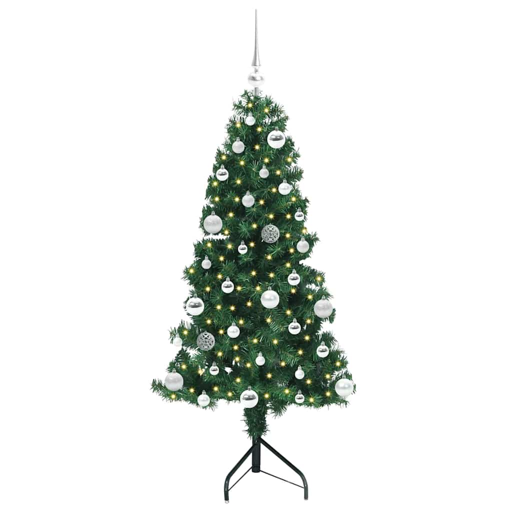 Albero di Natale Artificiale Angolare con 150 LED Verde 150 cm