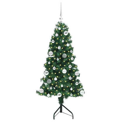 Albero di Natale Artificiale Angolare con 150 LED Verde 150 cm