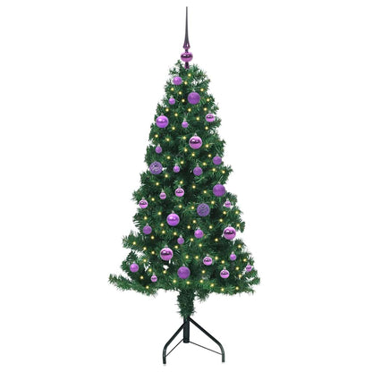 Albero di Natale Artificiale Angolare con 150 LED Verde 150 cm