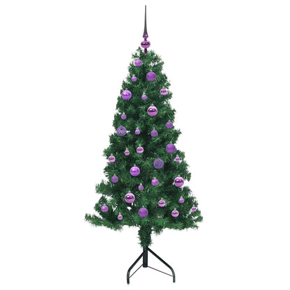 Albero di Natale Artificiale Angolare con 150 LED Verde 150 cm