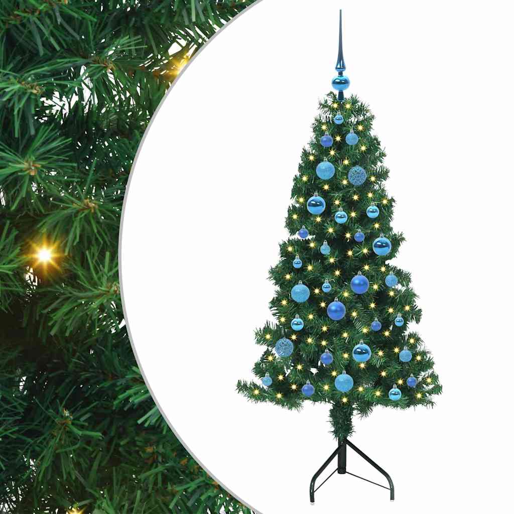 Albero di Natale Artificiale Angolare con 150 LED Verde 150 cm