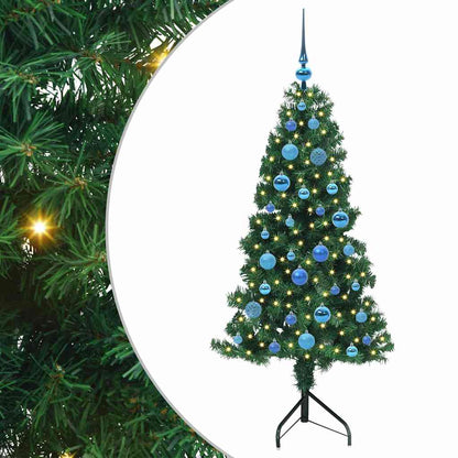 Albero di Natale Artificiale Angolare con 150 LED Verde 150 cm