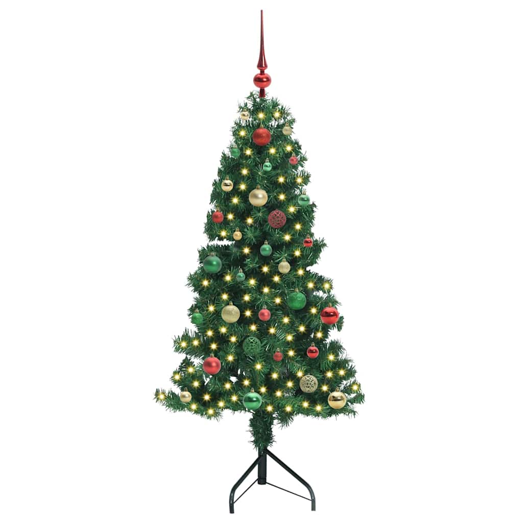Albero di Natale Artificiale Angolare con 150 LED Verde 150 cm