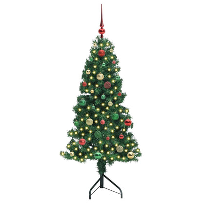 Albero di Natale Artificiale Angolare con 150 LED Verde 150 cm