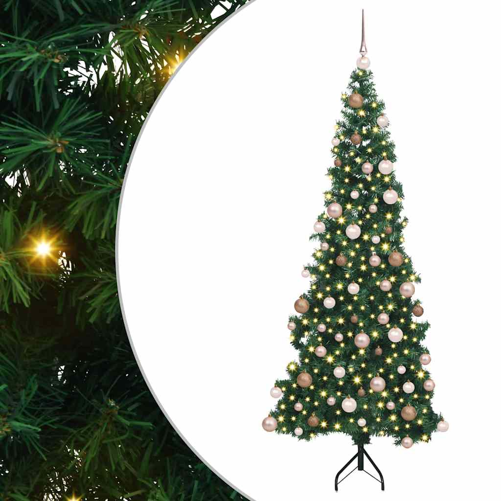 Albero di Natale Artificiale Angolare con 300 LED Verde 180 cm