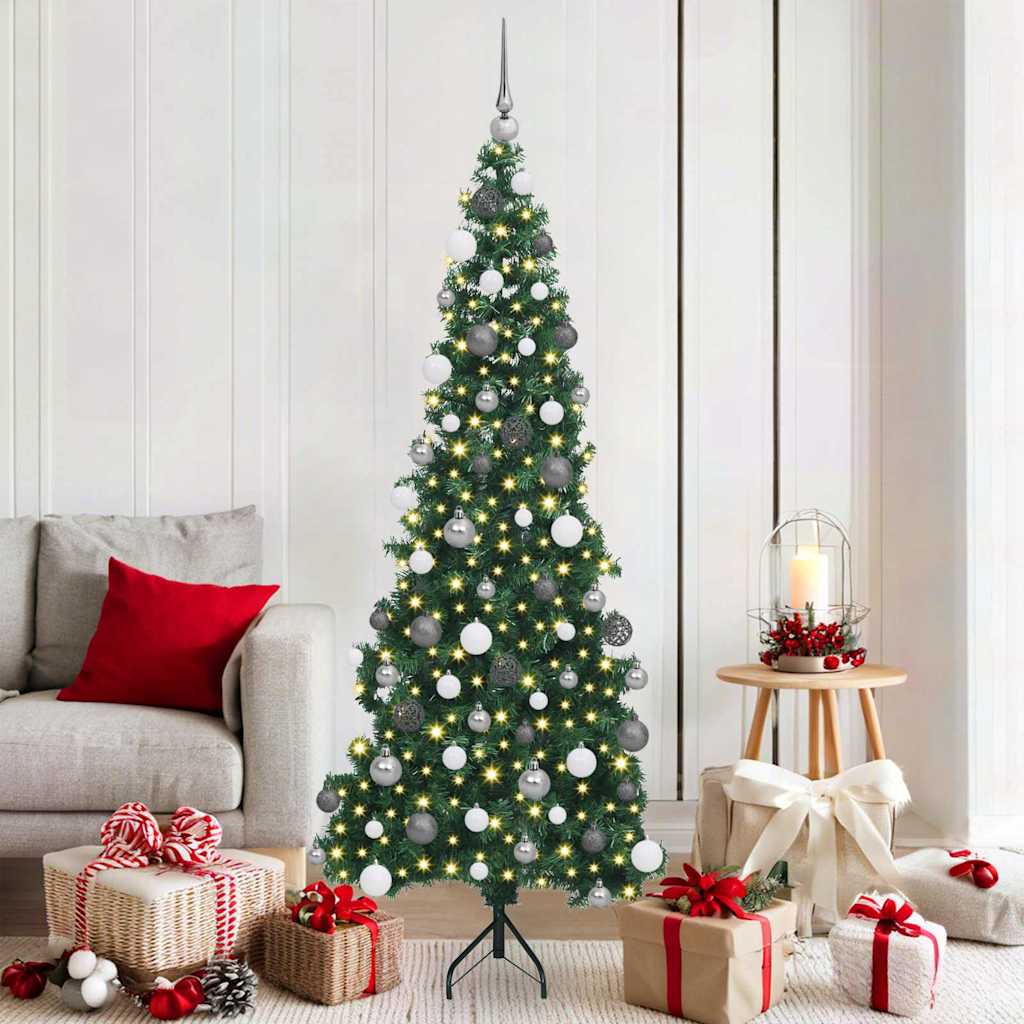 Albero di Natale Artificiale Angolare con 300 LED Verde 180 cm