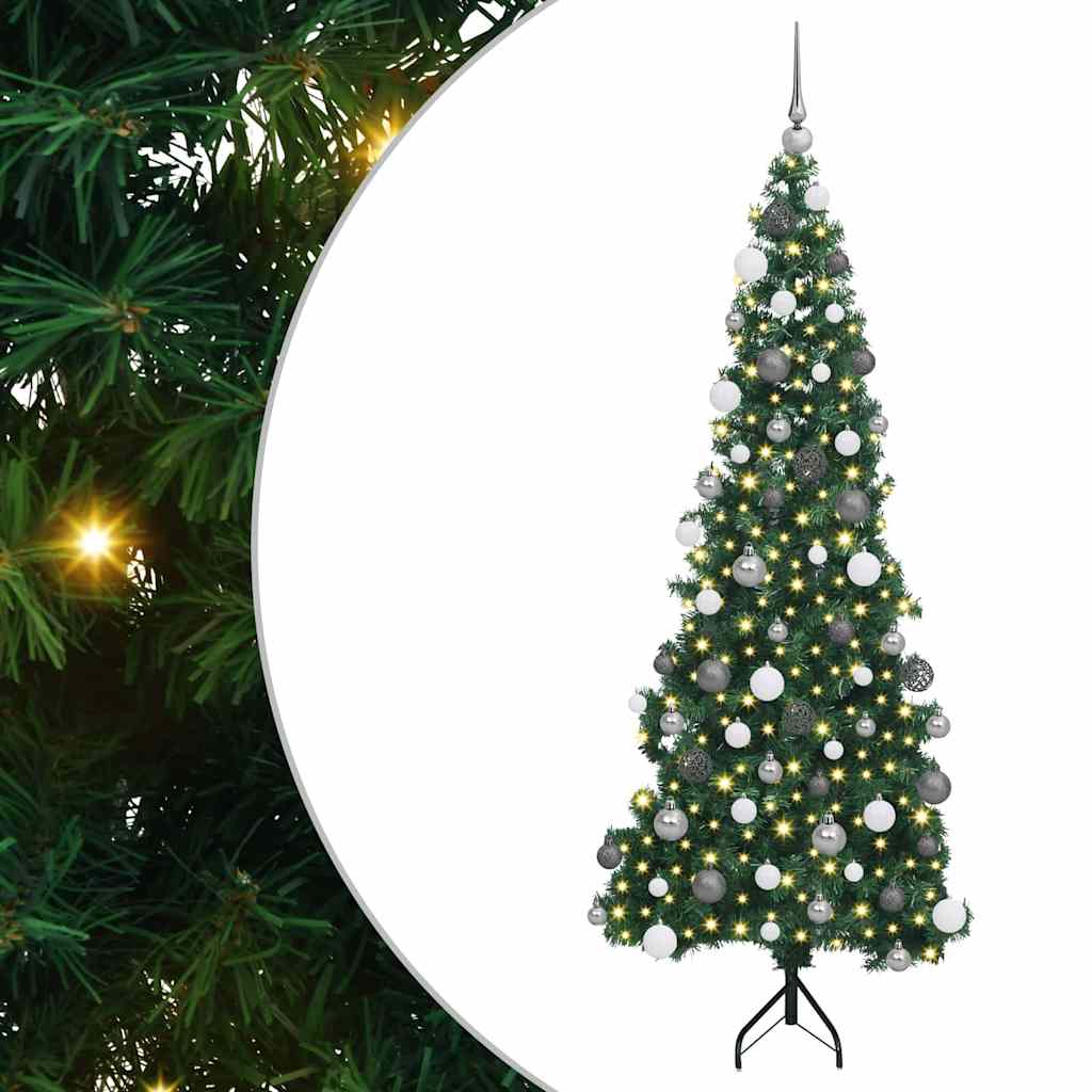 Albero di Natale Artificiale Angolare con 300 LED Verde 180 cm