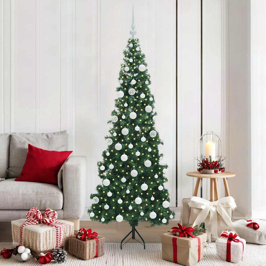 Albero di Natale Artificiale Angolare con 300 LED Verde 180 cm