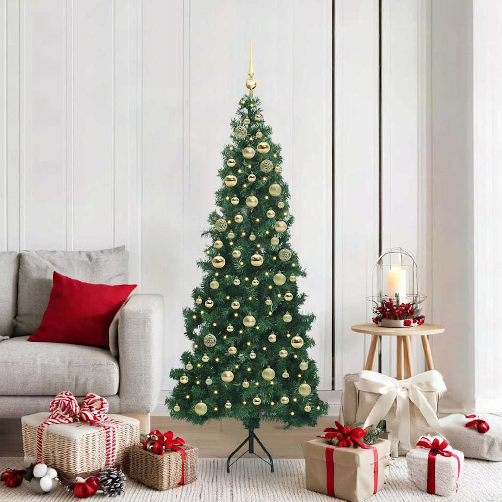 Albero di Natale Artificiale Angolare con 300 LED Verde 180 cm