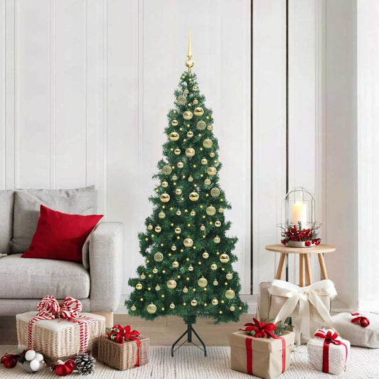 Albero di Natale Artificiale Angolare con 300 LED Verde 180 cm