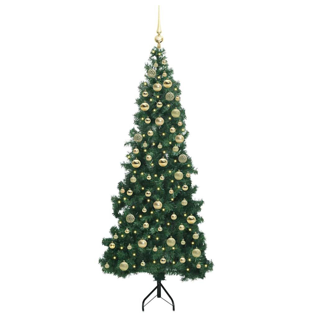 Albero di Natale Artificiale Angolare con 300 LED Verde 180 cm