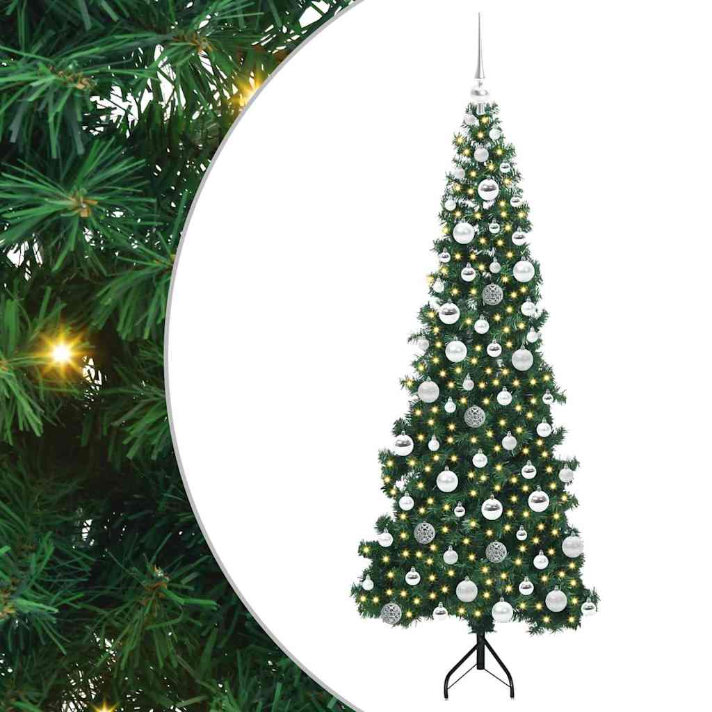 Albero di Natale Artificiale Angolare con 300 LED Verde 180 cm