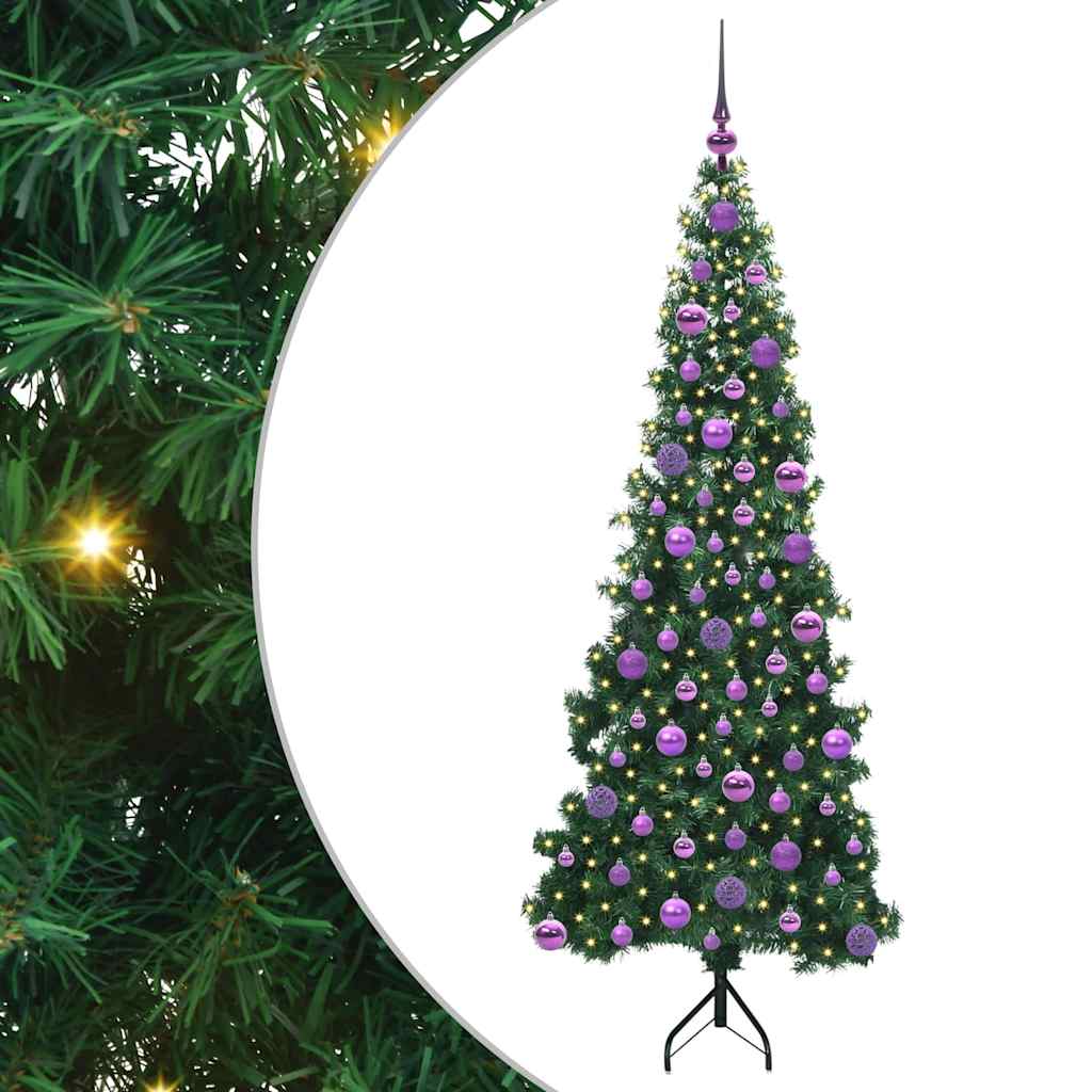Albero di Natale Artificiale Angolare con 300 LED Verde 180 cm