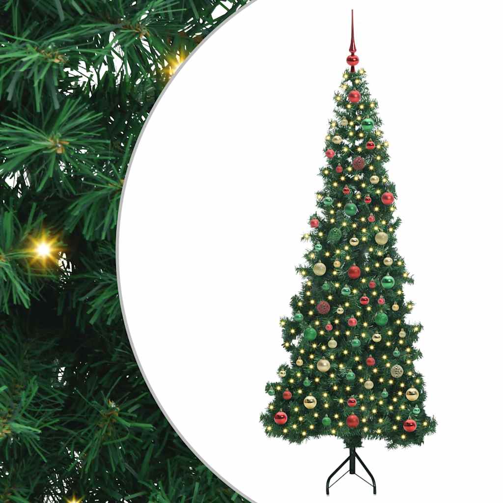Albero di Natale Artificiale Angolare con 300 LED Verde 180 cm