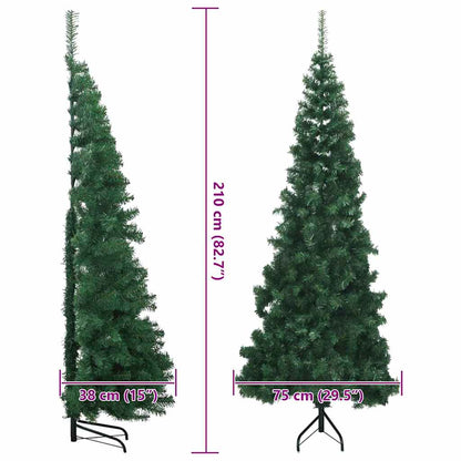 Albero di Natale Artificiale Angolare con 300 LED Verde 210 cm
