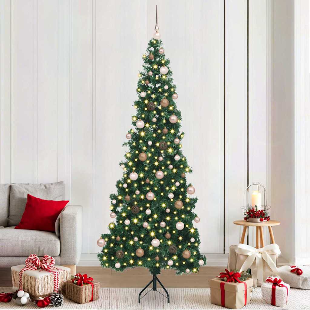 Albero di Natale Artificiale Angolare con 300 LED Verde 210 cm