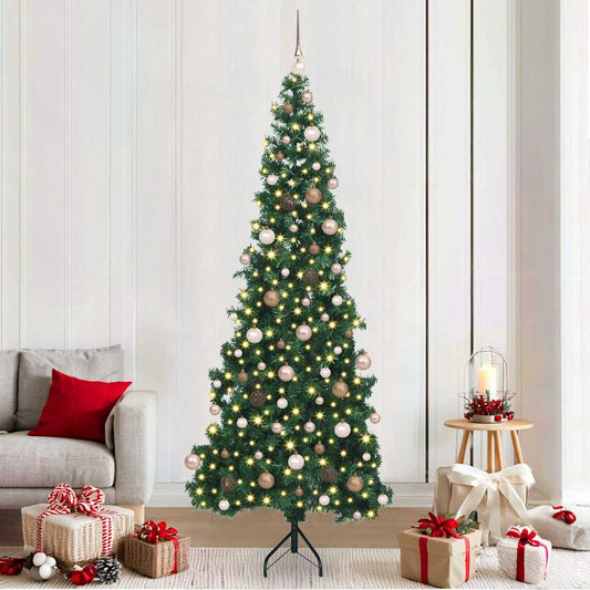 Albero di Natale Artificiale Angolare con 300 LED Verde 210 cm