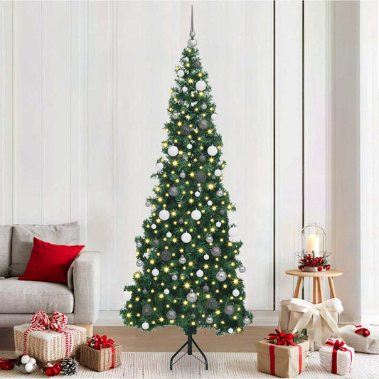 Albero di Natale Artificiale Angolare con 300 LED Verde 210 cm