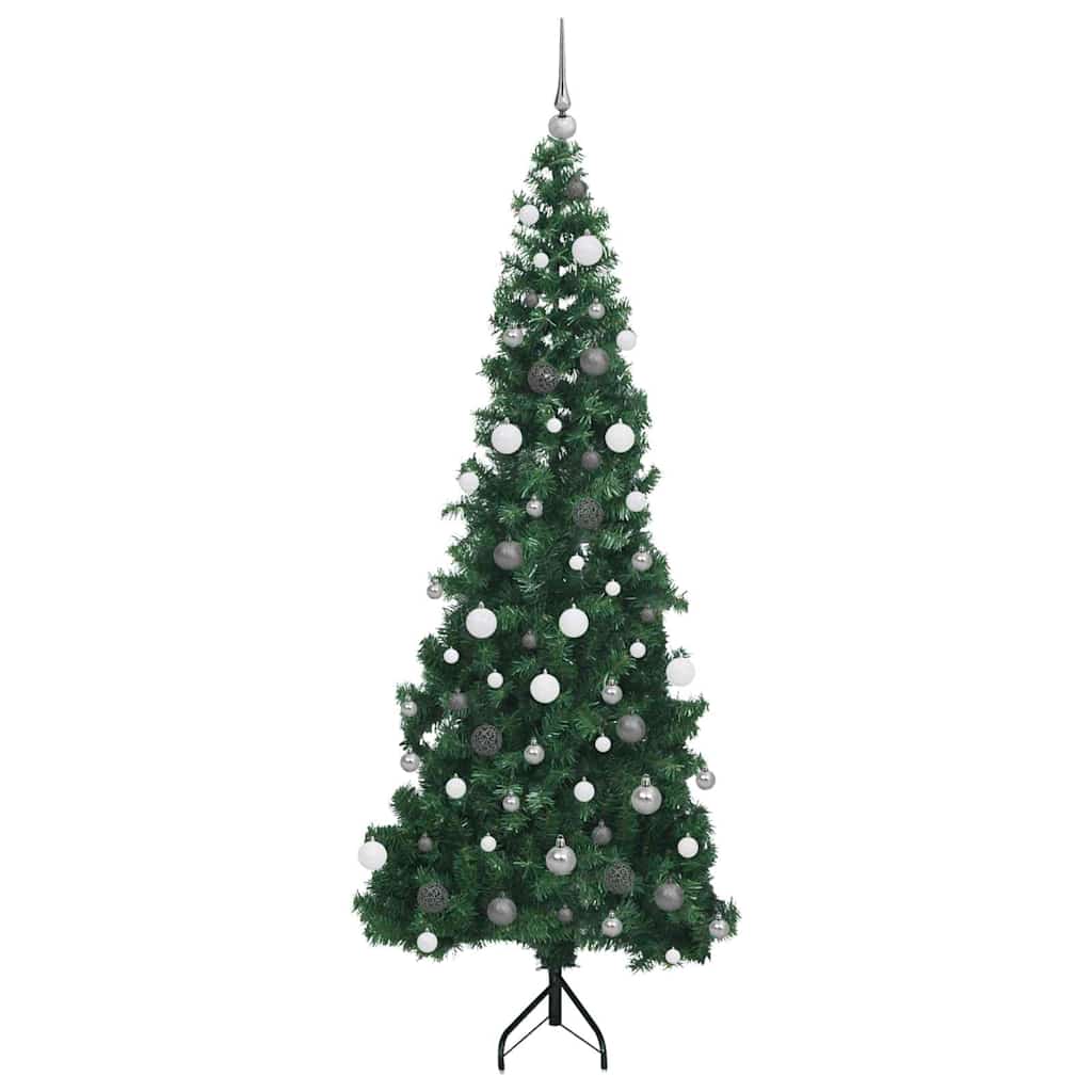 Albero di Natale Artificiale Angolare con 300 LED Verde 210 cm