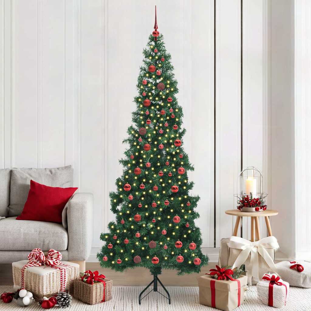 Albero di Natale Artificiale Angolare con 300 LED Verde 210 cm