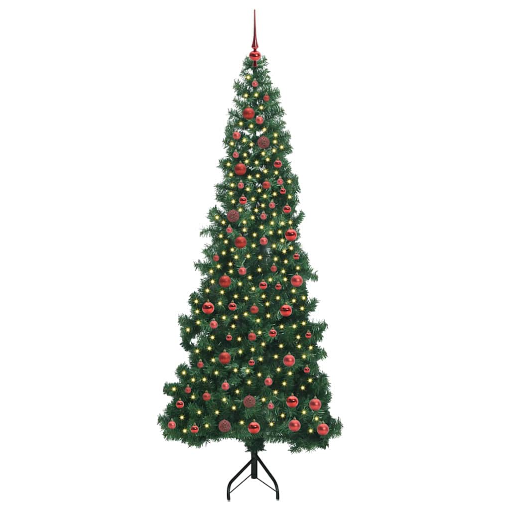 Albero di Natale Artificiale Angolare con 300 LED Verde 210 cm