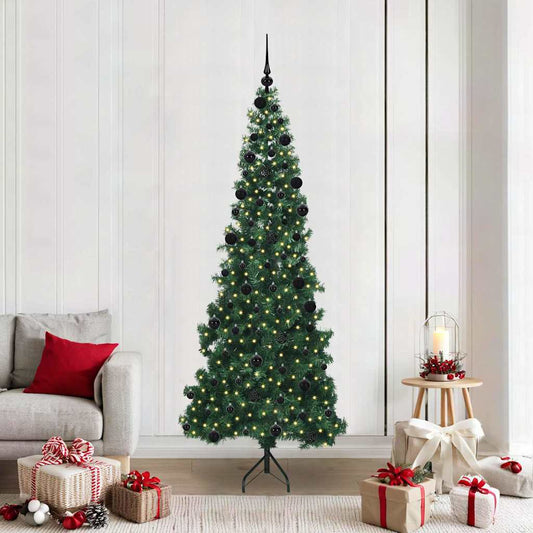 Albero di Natale Artificiale Angolare con 300 LED Verde 210 cm